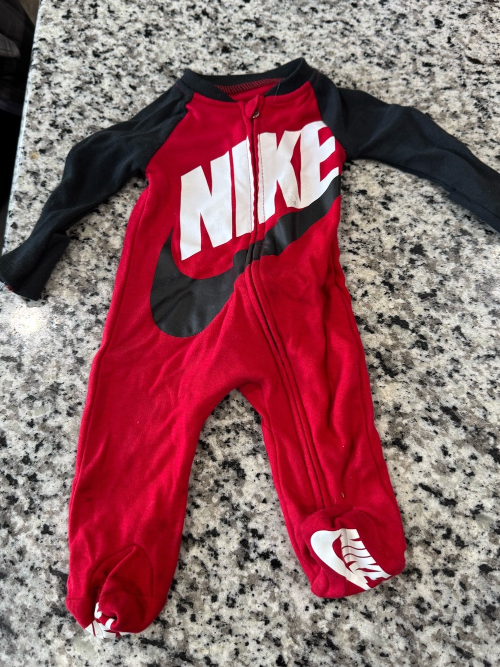 Nike Red and Black Baby Footed One-Piece with White Logo new with tags!